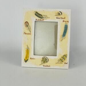 Wildlife Bird Duck Feather Resin Picture Frame; Frame 7 7/8 x 6 3/8
